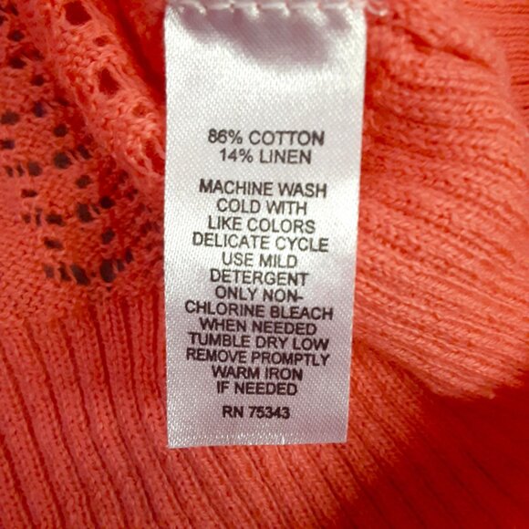 Willie Smith Sweater Size Large Long Sleeve Button-up Cotton & Linen Coral Color - Picture 7 of 8